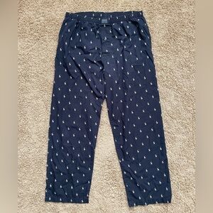 90s Polo Ralph Lauren Pajama Pant Mens Large Blue Cream Sleepwear All Over Pony